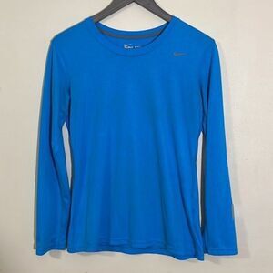Nike Dri-Fit Women's Blue Long Sleeve Crewneck Tee Regular Fit T-Shirt Medium